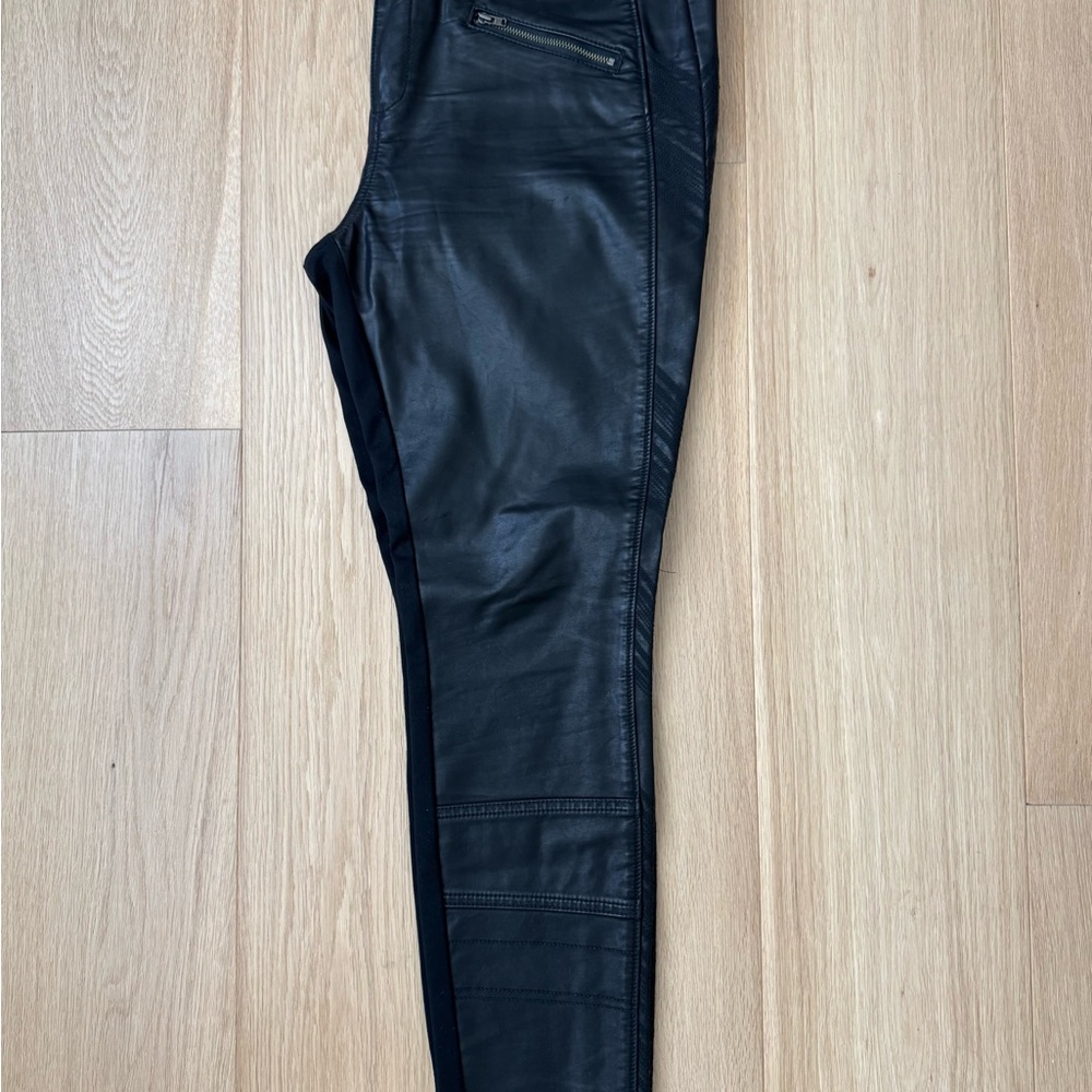 Anthropologie Slim Black “Leather” Pants with Zipper Detail - Picture 2 of 7